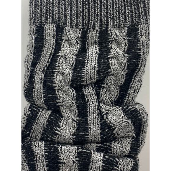 MEMOI Women's Black-Gray Striped Cable Knit Pull-On Leg Warmers SZ OS - Picture 4 of 8